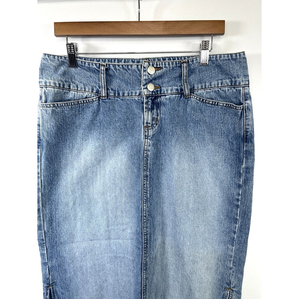 VTG Y2K Womens Paris Blues Denim Maxi Skirt Size 11 Blue Boho Cowgirl Festival - Picture 3 of 10